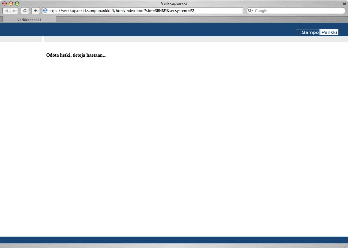 Sampo Online Bank on Safari 3.1